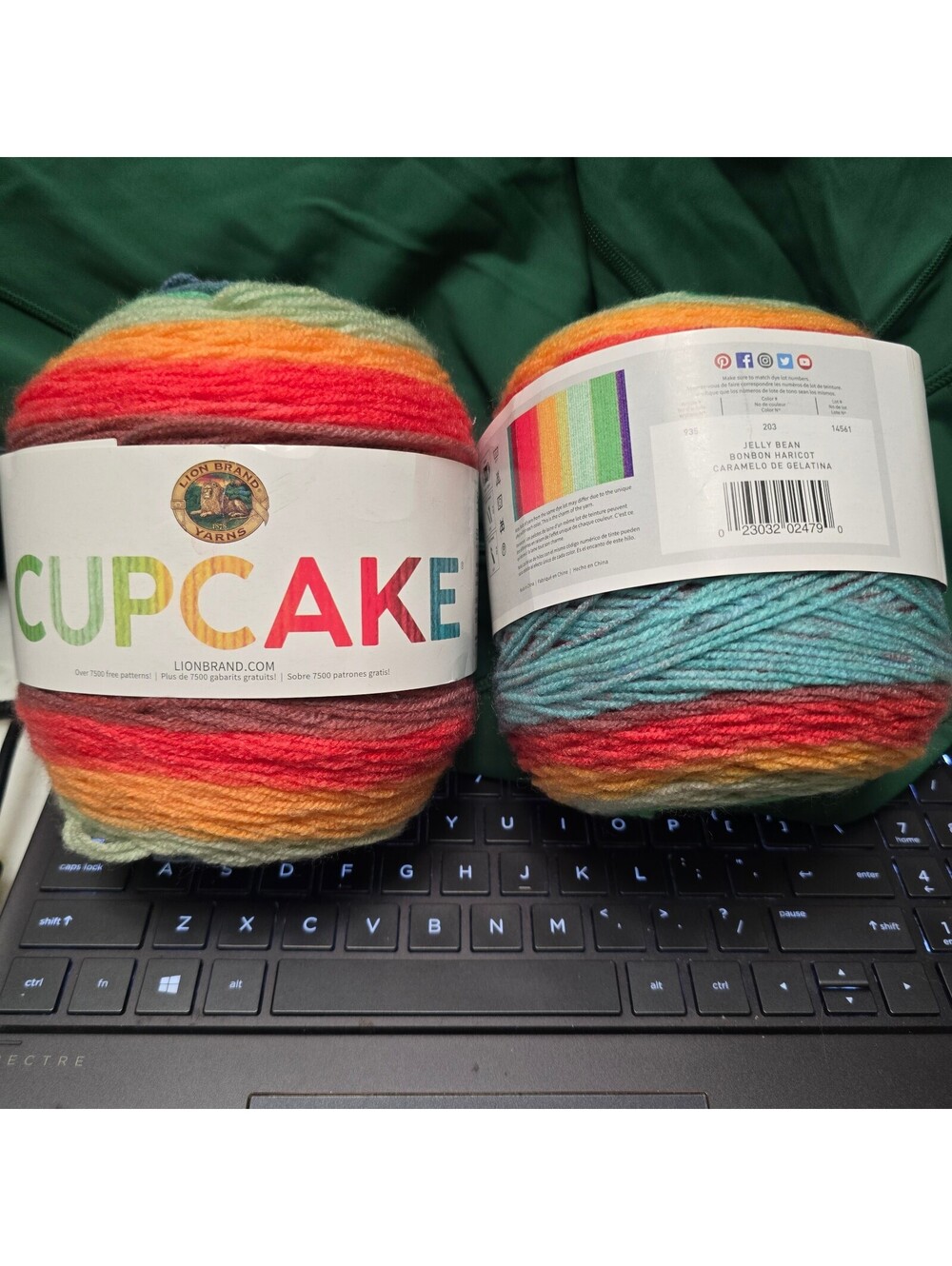 2 Lion Brand Cupcake Yarn in Jelly Bean Color 5.3 oz 590 yards each